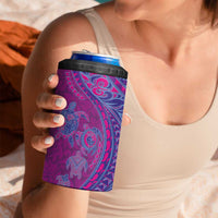 Hawaiian Turtles and Polynesian Art Tattoo 4 in 1 Can Cooler Tumbler Cerise