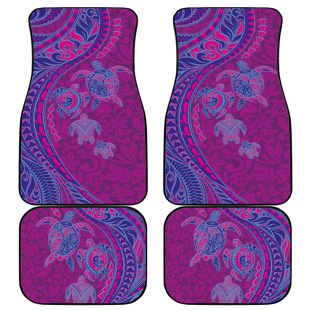 Hawaiian Turtles and Polynesian Art Tattoo Car Mats Cerise