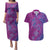 Hawaiian Turtles and Polynesian Art Tattoo Couples Matching Puletasi and Hawaiian Shirt Cerise