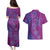 Hawaiian Turtles and Polynesian Art Tattoo Couples Matching Puletasi and Hawaiian Shirt Cerise
