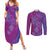 Hawaiian Turtles and Polynesian Art Tattoo Couples Matching Summer Maxi Dress and Long Sleeve Button Shirt Cerise