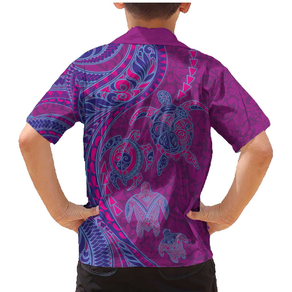 Hawaiian Turtles and Polynesian Art Tattoo Family Matching Mermaid Dress and Hawaiian Shirt Cerise