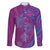 Hawaiian Turtles and Polynesian Art Tattoo Family Matching Off Shoulder Short Dress and Hawaiian Shirt Cerise