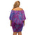 Hawaiian Turtles and Polynesian Art Tattoo Family Matching Off Shoulder Short Dress and Hawaiian Shirt Cerise