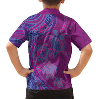 Hawaiian Turtles and Polynesian Art Tattoo Family Matching Puletasi and Hawaiian Shirt Cerise