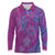 Hawaiian Turtles and Polynesian Art Tattoo Long Sleeve Polo Shirt Cerise