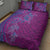 Hawaiian Turtles and Polynesian Art Tattoo Quilt Bed Set Cerise