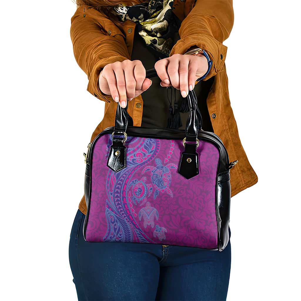 Hawaiian Turtles and Polynesian Art Tattoo Shoulder Handbag Cerise