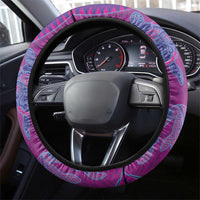 Hawaiian Turtles and Polynesian Art Tattoo Steering Wheel Cover Cerise