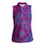Hawaiian Turtles and Polynesian Art Tattoo Women Sleeveless Polo Shirt Cerise