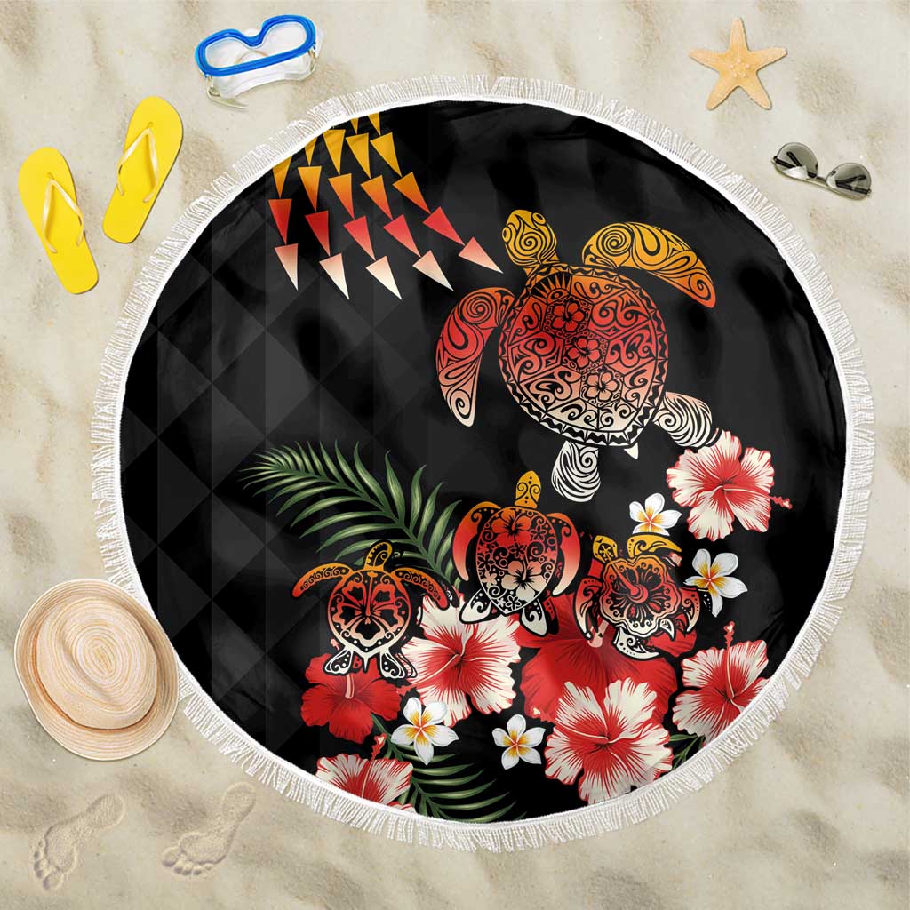 Hawaiian Hibiscus Turtle and Tropical Flower Beach Blanket Dynamic Vibe