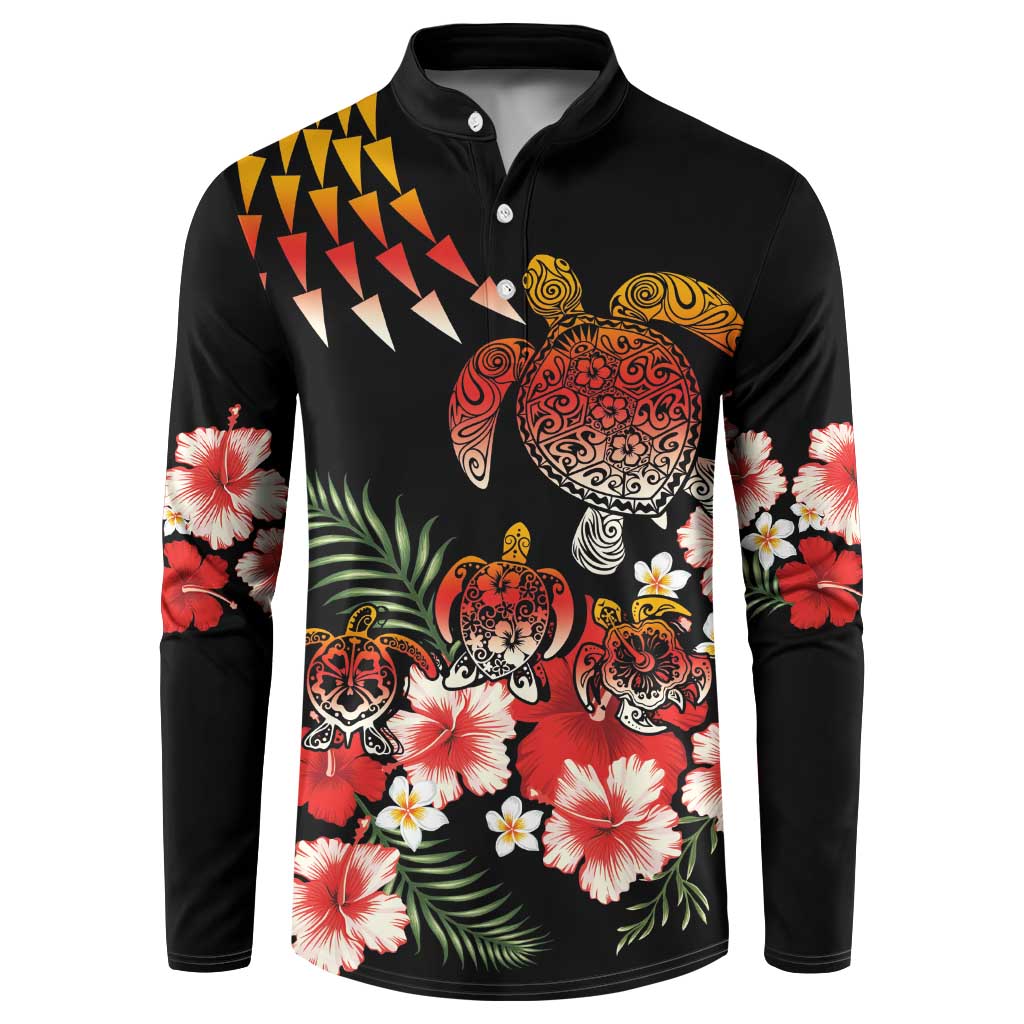 Hawaiian Hibiscus Turtle and Tropical Flower Button Sweatshirt Dynamic Vibe