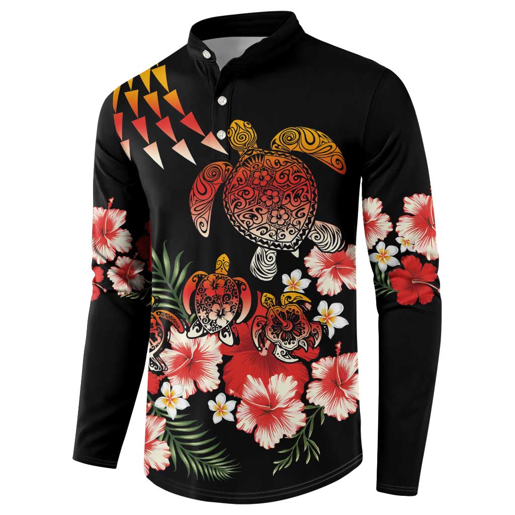 Hawaiian Hibiscus Turtle and Tropical Flower Button Sweatshirt Dynamic Vibe