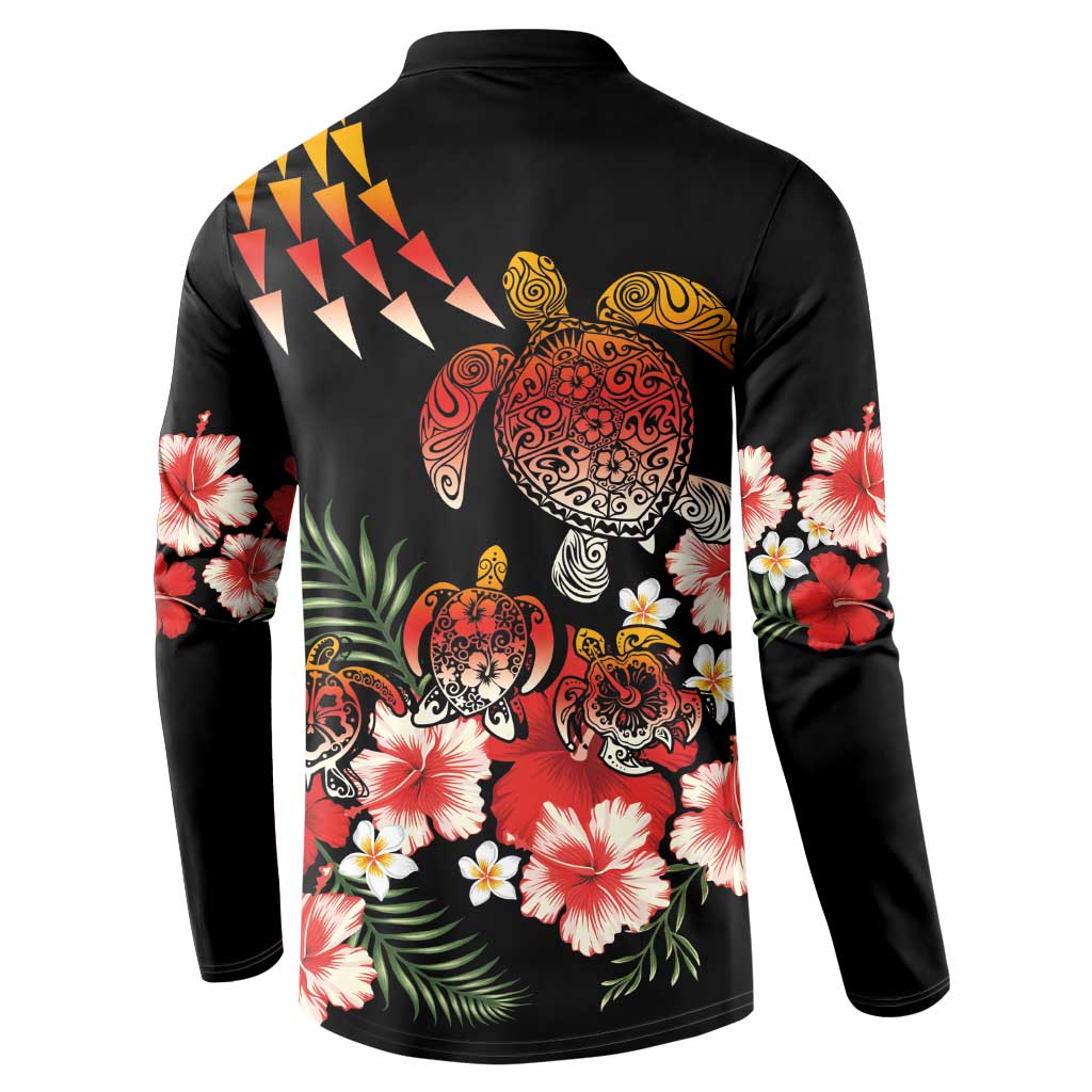 Hawaiian Hibiscus Turtle and Tropical Flower Button Sweatshirt Dynamic Vibe