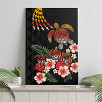 Hawaiian Hibiscus Turtle and Tropical Flower Canvas Wall Art Dynamic Vibe