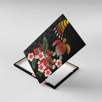 Hawaiian Hibiscus Turtle and Tropical Flower Canvas Wall Art Dynamic Vibe