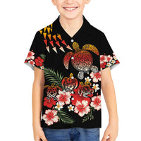 Hawaiian Hibiscus Turtle and Tropical Flower Family Matching Long Sleeve Bodycon Dress and Hawaiian Shirt Dynamic Vibe