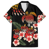 Hawaiian Hibiscus Turtle and Tropical Flower Family Matching Off Shoulder Maxi Dress and Hawaiian Shirt Dynamic Vibe