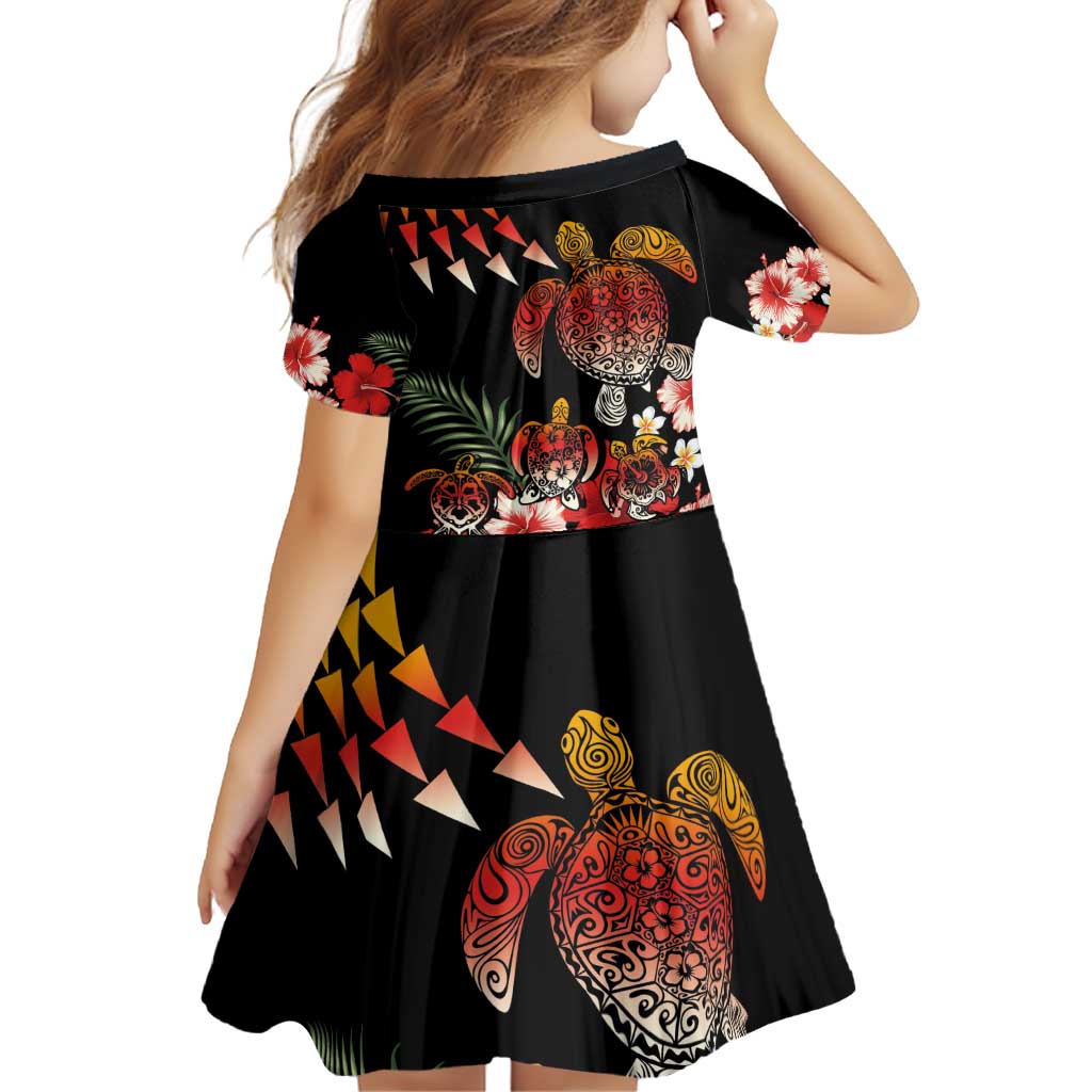 Hawaiian Hibiscus Turtle and Tropical Flower Family Matching Off Shoulder Short Dress and Hawaiian Shirt Dynamic Vibe