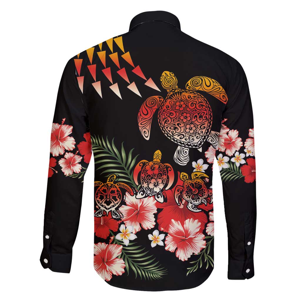 Hawaiian Hibiscus Turtle and Tropical Flower Family Matching Off Shoulder Short Dress and Hawaiian Shirt Dynamic Vibe