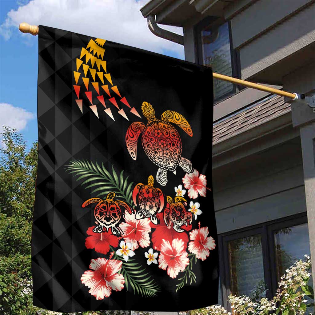 Hawaiian Hibiscus Turtle and Tropical Flower Garden Flag Dynamic Vibe