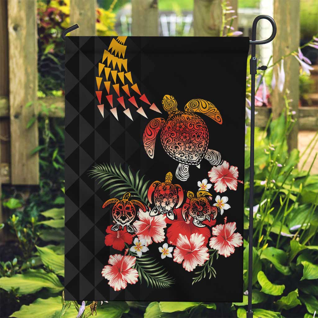 Hawaiian Hibiscus Turtle and Tropical Flower Garden Flag Dynamic Vibe