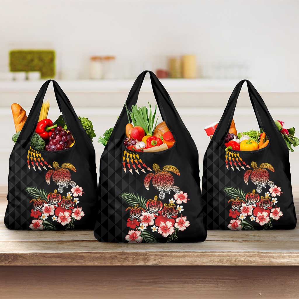 Hawaiian Hibiscus Turtle and Tropical Flower Grocery Bag Dynamic Vibe