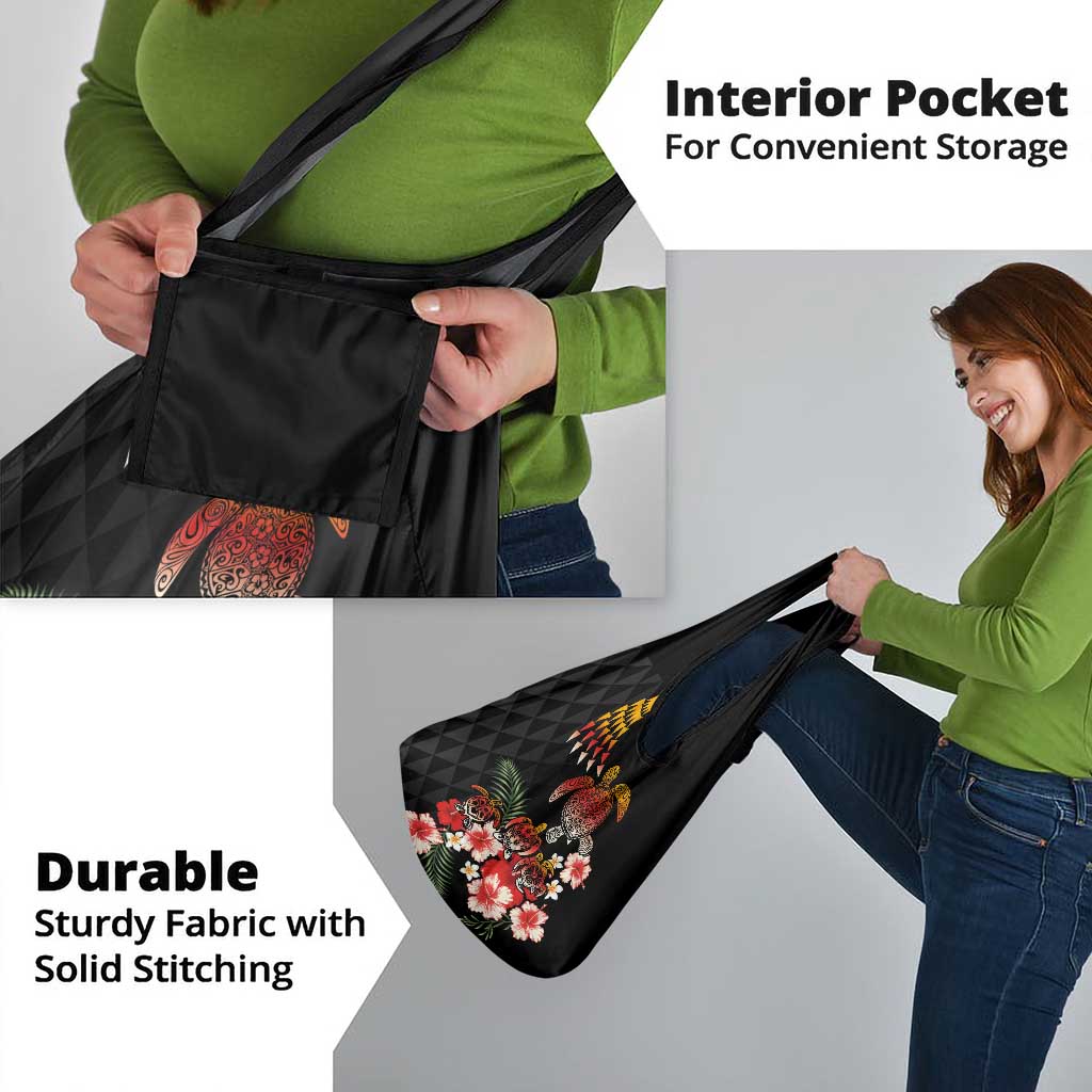 Hawaiian Hibiscus Turtle and Tropical Flower Grocery Bag Dynamic Vibe