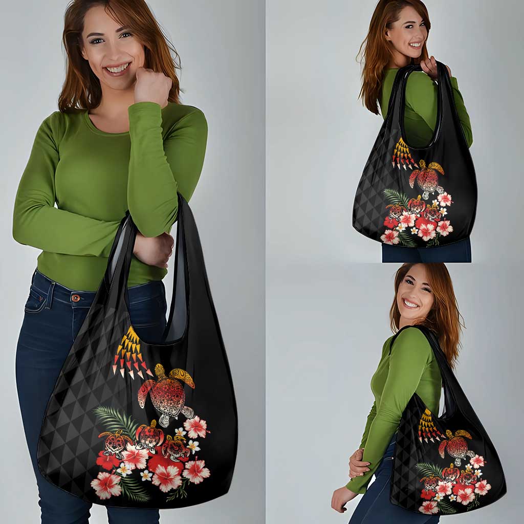 Hawaiian Hibiscus Turtle and Tropical Flower Grocery Bag Dynamic Vibe