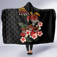 Hawaiian Hibiscus Turtle and Tropical Flower Hooded Blanket Dynamic Vibe
