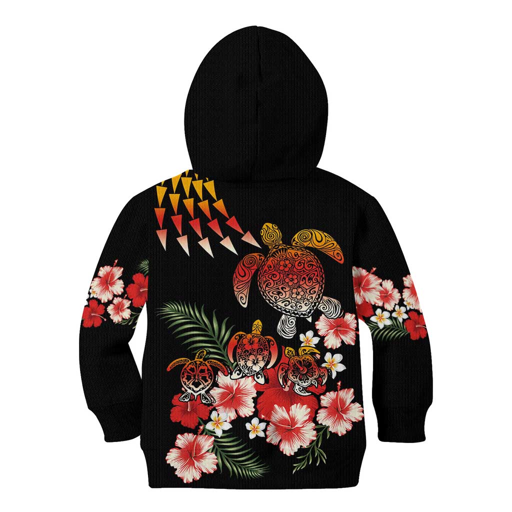 Hawaiian Hibiscus Turtle and Tropical Flower Kid Hoodie Dynamic Vibe