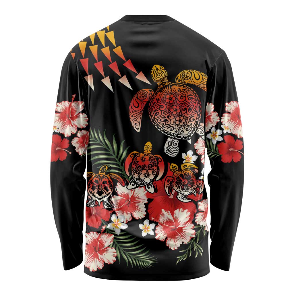 Hawaiian Hibiscus Turtle and Tropical Flower Long Sleeve Shirt Dynamic Vibe