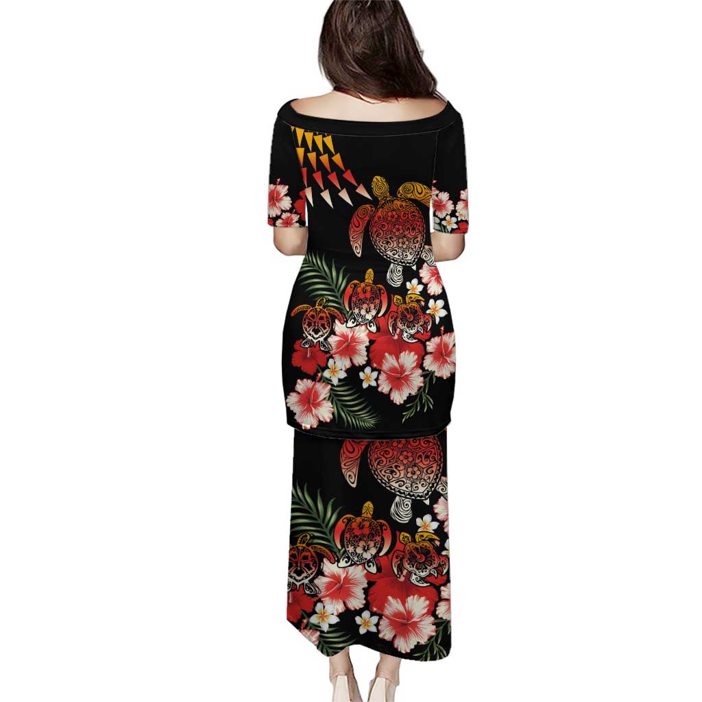 Hawaiian Hibiscus Turtle and Tropical Flower Puletasi Dynamic Vibe