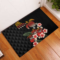Hawaiian Hibiscus Turtle and Tropical Flower Rubber Doormat Dynamic Vibe