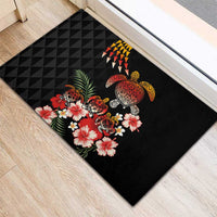 Hawaiian Hibiscus Turtle and Tropical Flower Rubber Doormat Dynamic Vibe