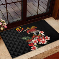 Hawaiian Hibiscus Turtle and Tropical Flower Rubber Doormat Dynamic Vibe