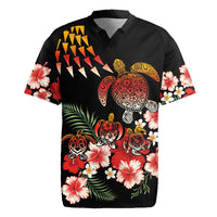 Hawaiian Hibiscus Turtle and Tropical Flower Rugby Jersey Dynamic Vibe
