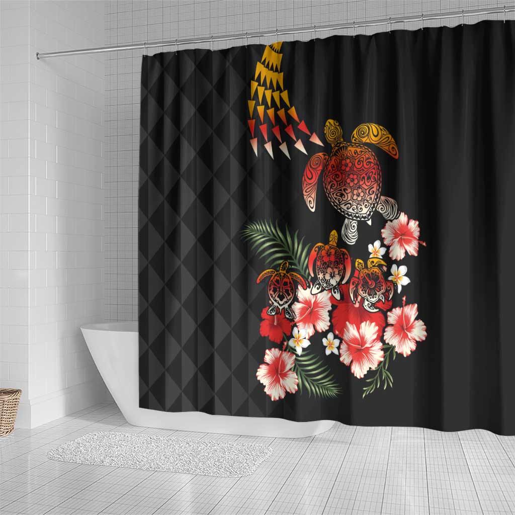 Hawaiian Hibiscus Turtle and Tropical Flower Shower Curtain Dynamic Vibe