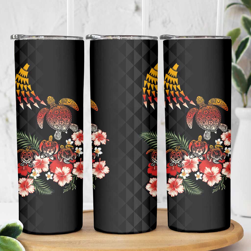 Hawaiian Hibiscus Turtle and Tropical Flower Skinny Tumbler Dynamic Vibe