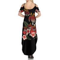 Hawaiian Hibiscus Turtle and Tropical Flower Summer Maxi Dress Dynamic Vibe
