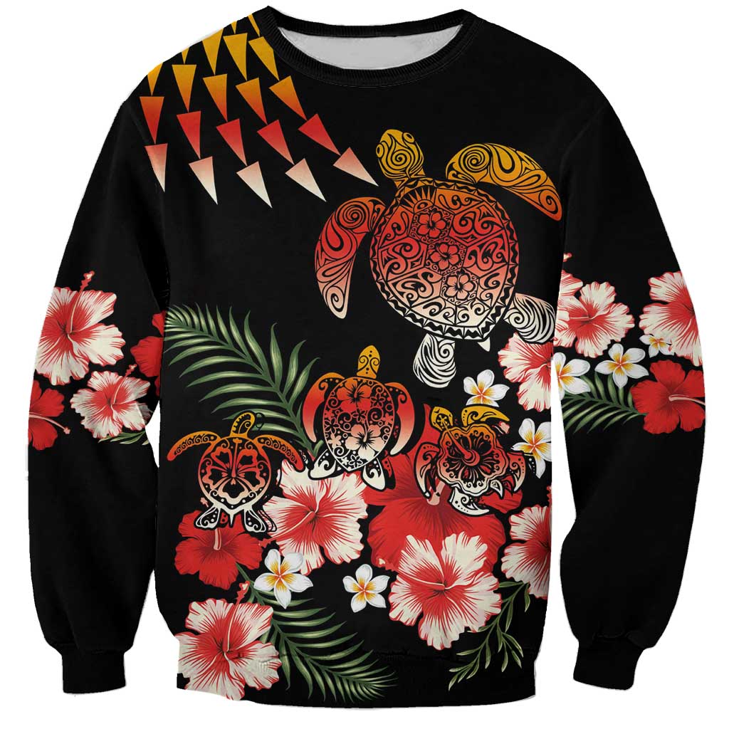 Hawaiian Hibiscus Turtle and Tropical Flower Sweatshirt Dynamic Vibe