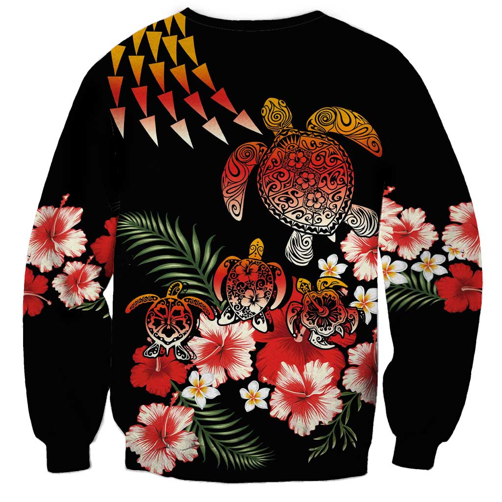 Hawaiian Hibiscus Turtle and Tropical Flower Sweatshirt Dynamic Vibe