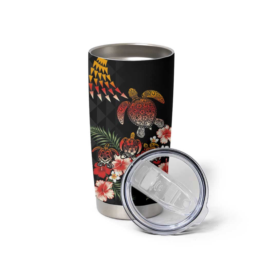 Hawaiian Hibiscus Turtle and Tropical Flower Tumbler Cup Dynamic Vibe