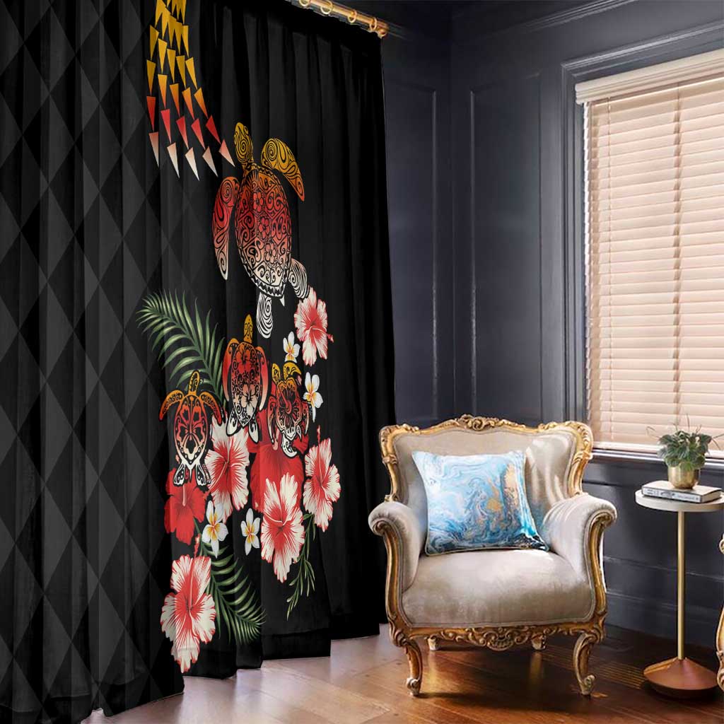 Hawaiian Hibiscus Turtle and Tropical Flower Window Curtain Dynamic Vibe