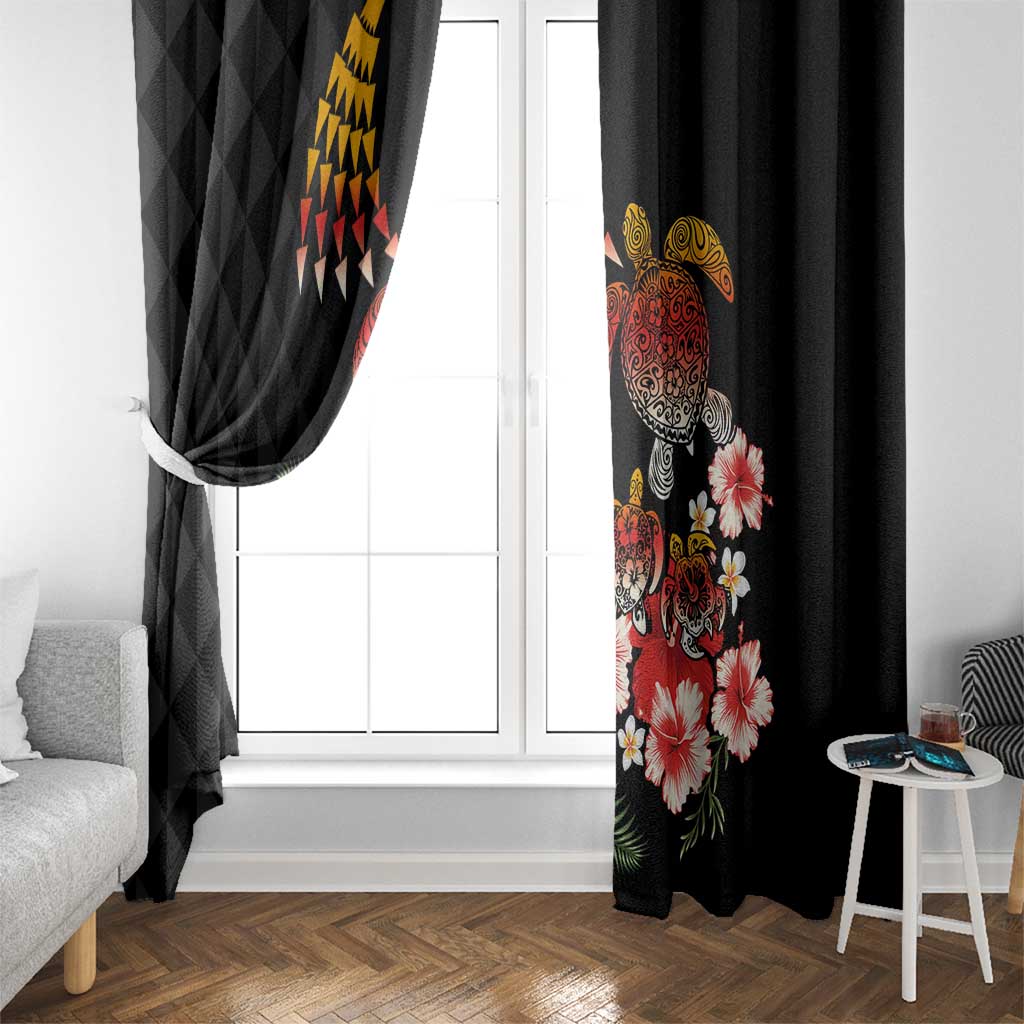 Hawaiian Hibiscus Turtle and Tropical Flower Window Curtain Dynamic Vibe