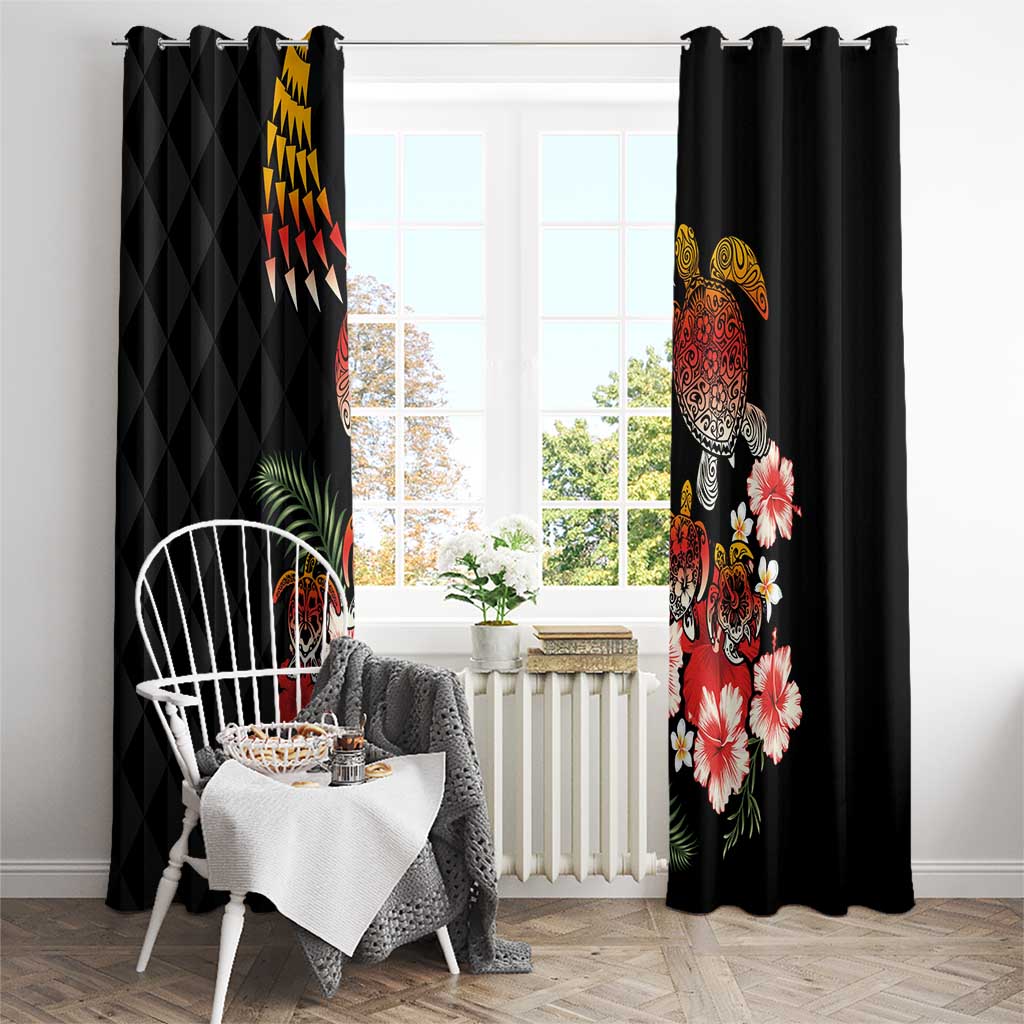 Hawaiian Hibiscus Turtle and Tropical Flower Window Curtain Dynamic Vibe