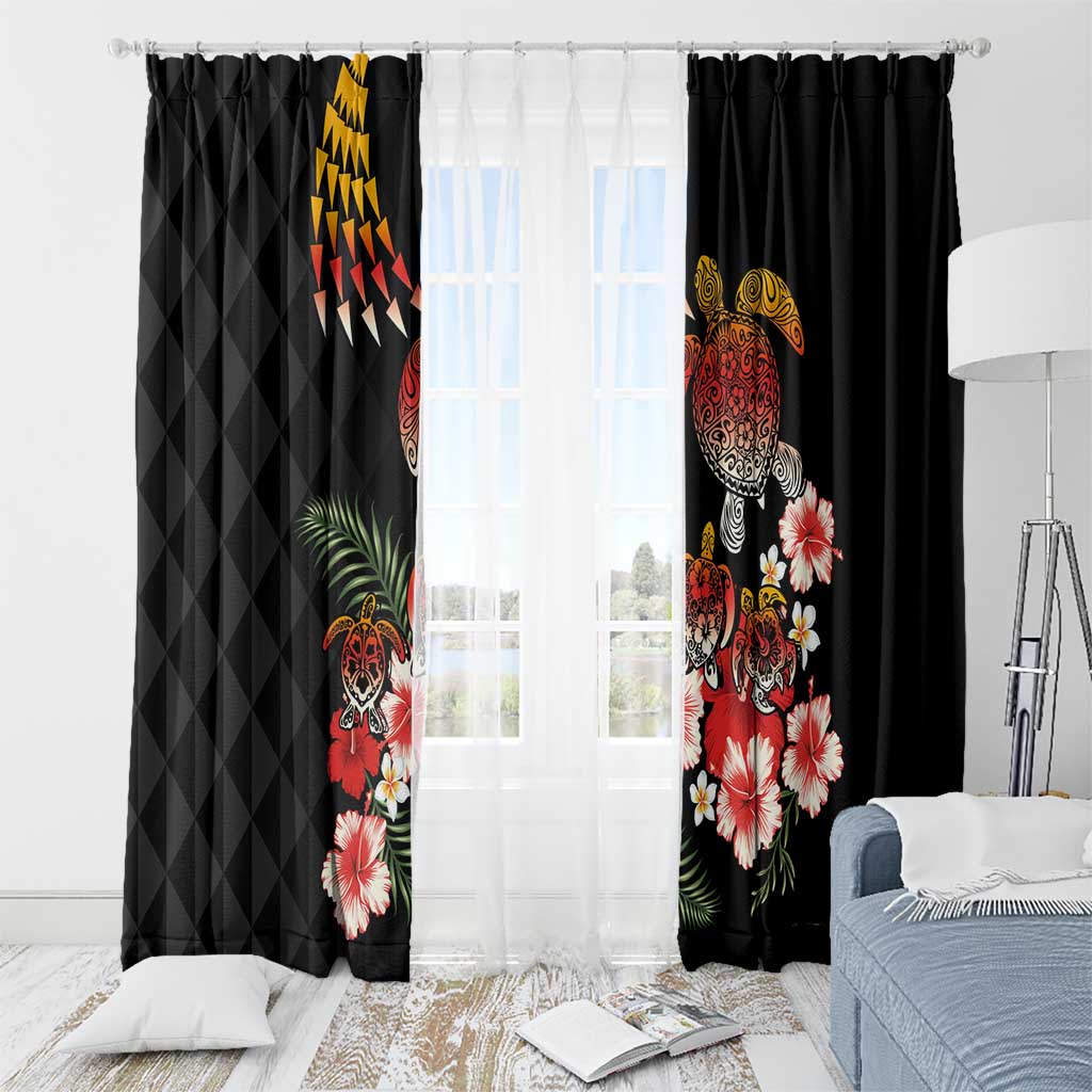 Hawaiian Hibiscus Turtle and Tropical Flower Window Curtain Dynamic Vibe