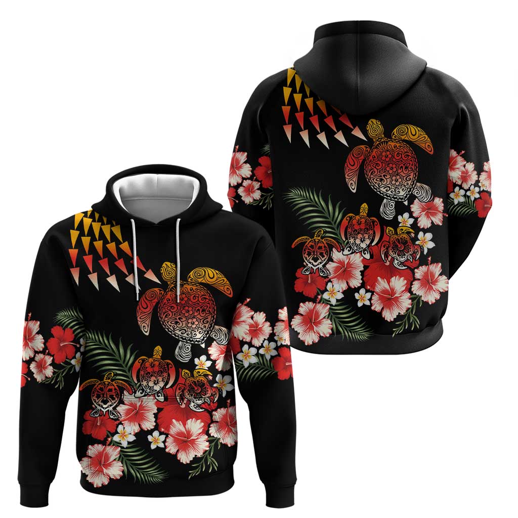 Hawaiian Hibiscus Turtle and Tropical Flower Zip Hoodie Dynamic Vibe