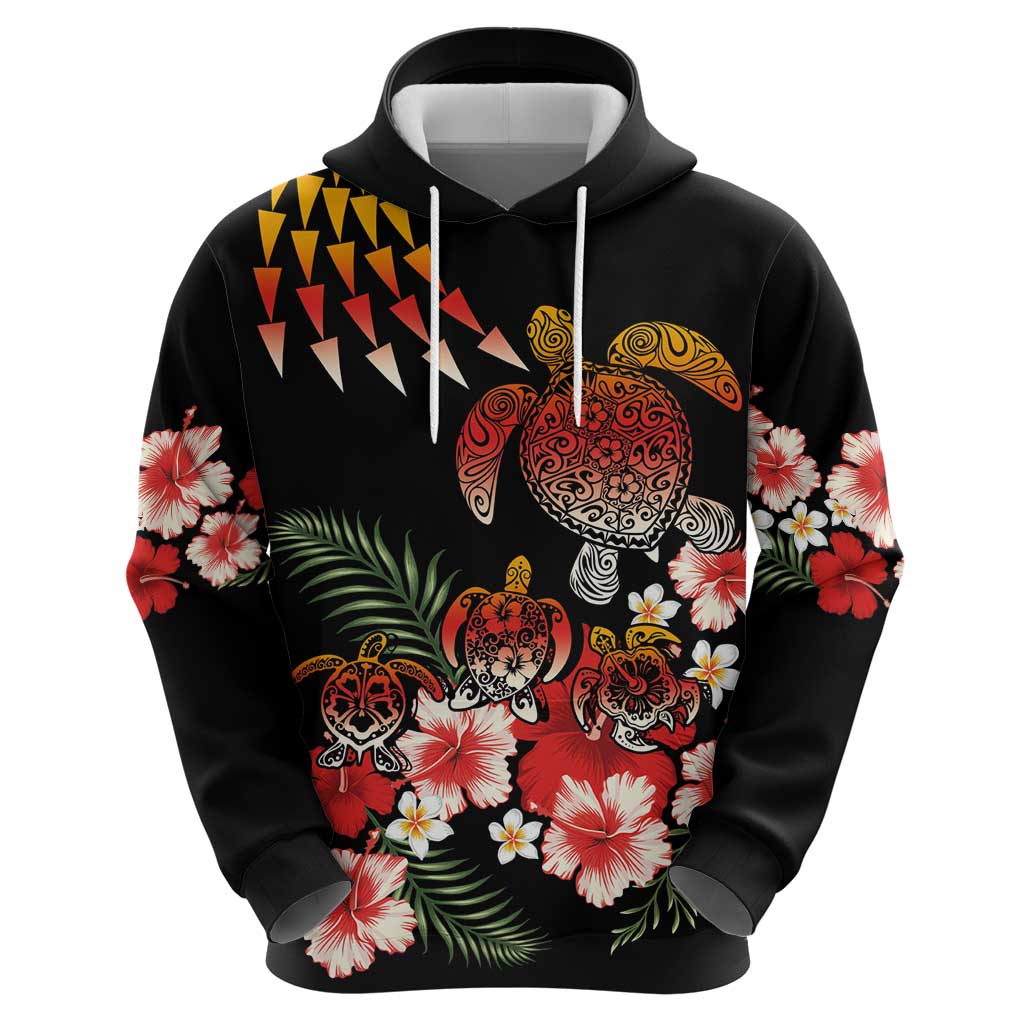 Hawaiian Hibiscus Turtle and Tropical Flower Zip Hoodie Dynamic Vibe