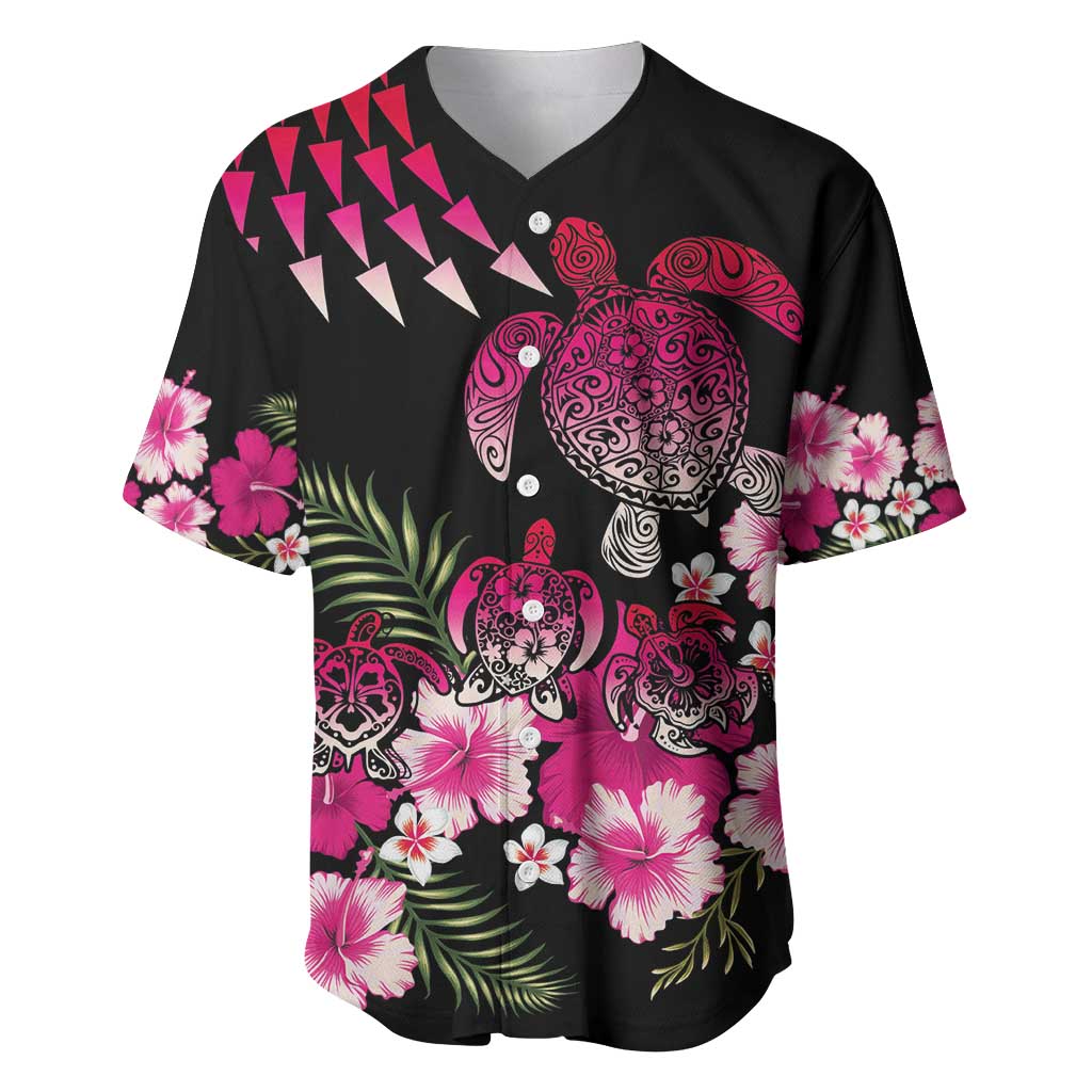 Hawaiian Hibiscus Turtle and Tropical Flower Baseball Jersey Sweet Vibe